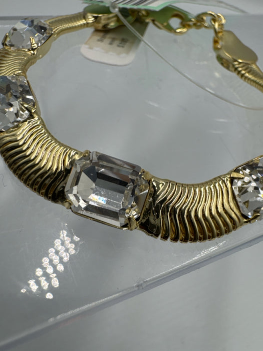 Sorrelli Gold Tone & Clear Metal & Crystal Faceted Snake Chain Bracelet