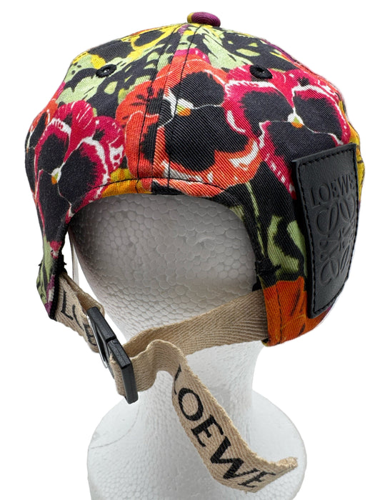 Loewe Black, Orange, Multi Cotton Adjustable Strap Floral Baseball Cap Hat
