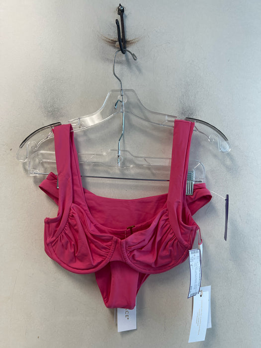 L Space Size S Pink Nylon & Spandex Boning Clasp Cheeky Bikini Swimsuit