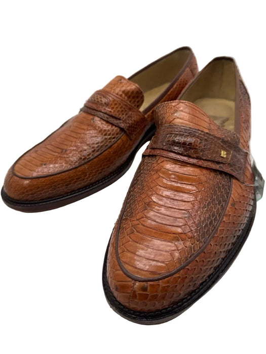 S.K. Leather Shoe Size 44 Brown Snakeskin Loafer Men's Shoes