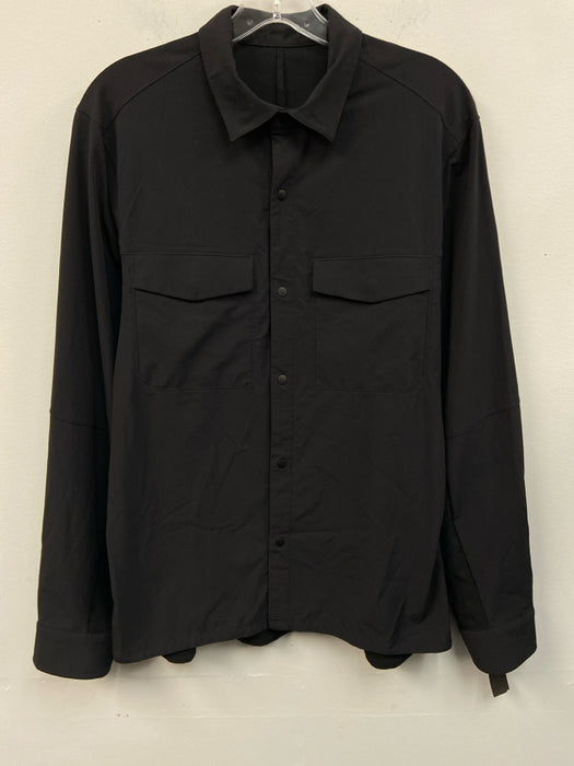 Lululemon Size Est M Black Solid Button up Men's Long Sleeve Shirt