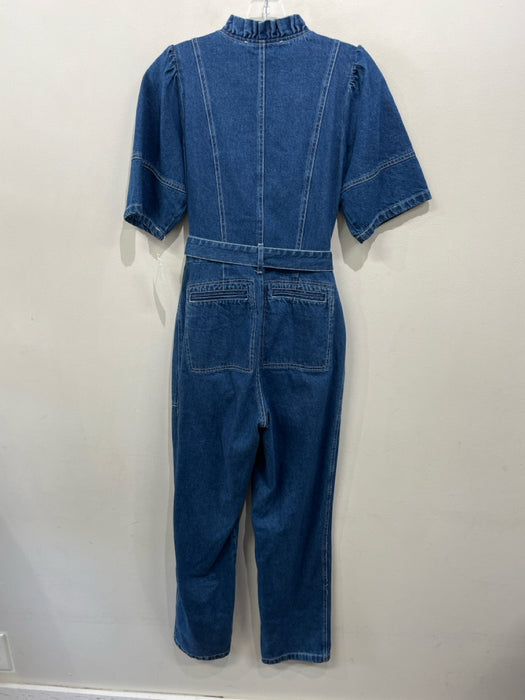 Sea New York Size 0 Medium & Dark Wash Cotton Short Sleeve Button Up Jumper