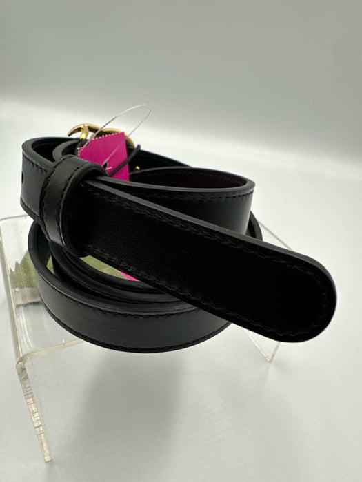 Gucci Black Leather Gold Tone Buckle Double G Peg Clasp Belts