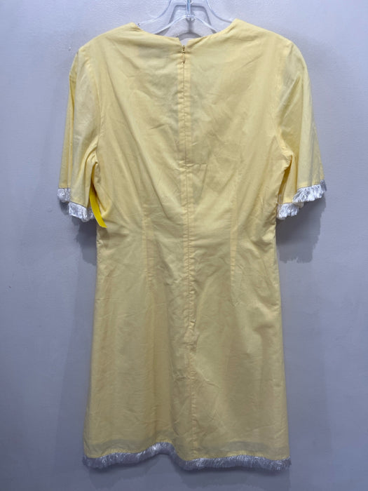 Anna Cate Size XS Yellow & White Cotton Short Sleeve Ginkgo Leaves Dress