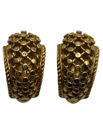 Gold 925 Silver Gold Tone Cable Detail Clip On Earrings