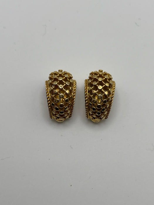 Gold 925 Silver Gold Tone Cable Detail Clip On Earrings