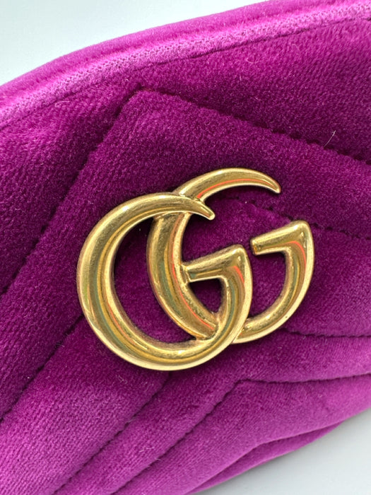 Gucci Purple Velvet Gold hardware Logo Belt Bag Fanny Pack Bag
