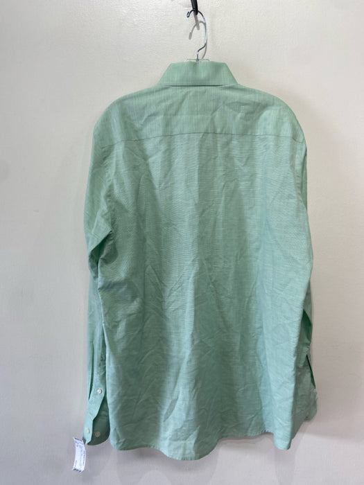 Eton Size 17 Green Cotton Button Up Men's Long Sleeve Shirt