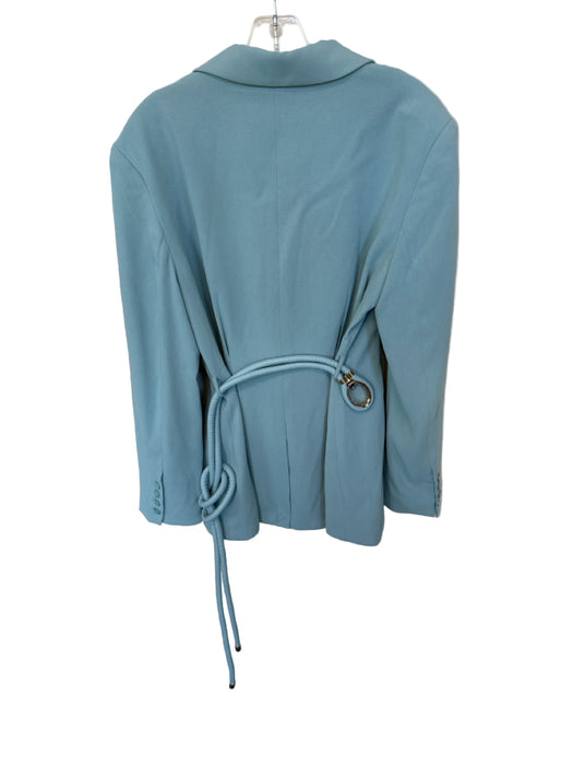 Elliatt Size M Baby Blue Polyester One Button Faux Leather Accents Jacket