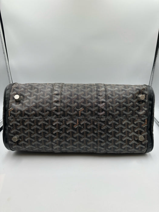 Goyard Black Print Coated Canvas Leather Monogram Top Handle Boston Bag Bag