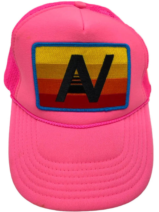 Aviator Nation Neon Pink Mesh Back Logo Patch Adjustable Trucker Hat