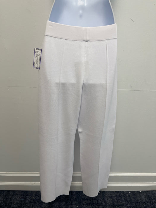 St. John Sport Size S White Viscose & Polyester Elastic Waistband Wide Leg Pants