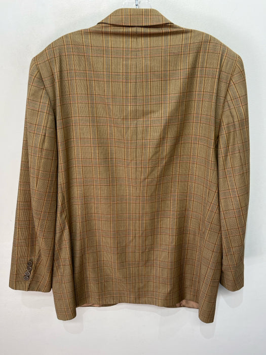 Miller Brothers Tan Wool Blend Plaid 2 Button Men's Blazer