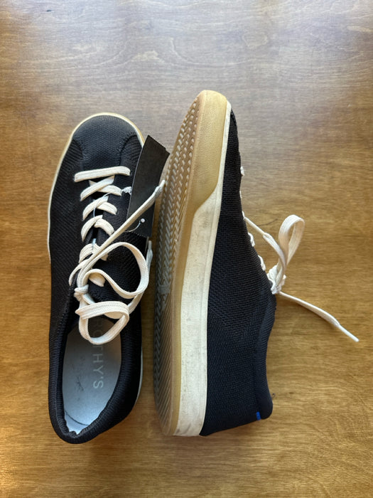 Rothy's Shoe Size 10 Black & Cream Recycled Plastic Lace Up Athletic Sneakers