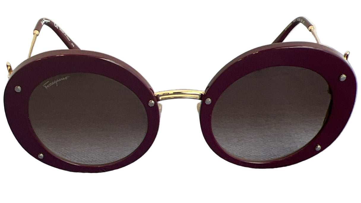 Salvatore Ferragamo Metal & Plastic Goldtone Round No Clasp Sunglasses