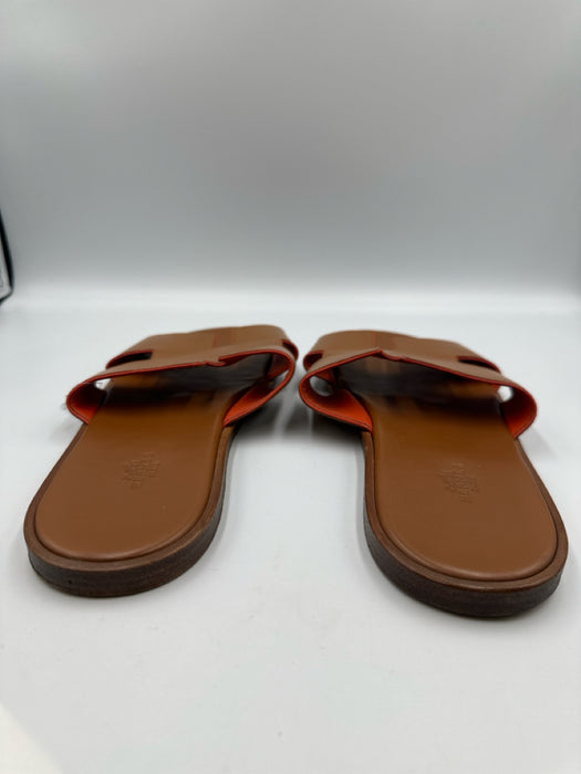 Hermes Shoe Size 42 Tan Leather Solid Sandal Men's Shoes