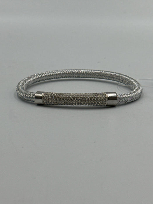 Fossil Silver Steel Magnetic Crystal Woven Bracelet