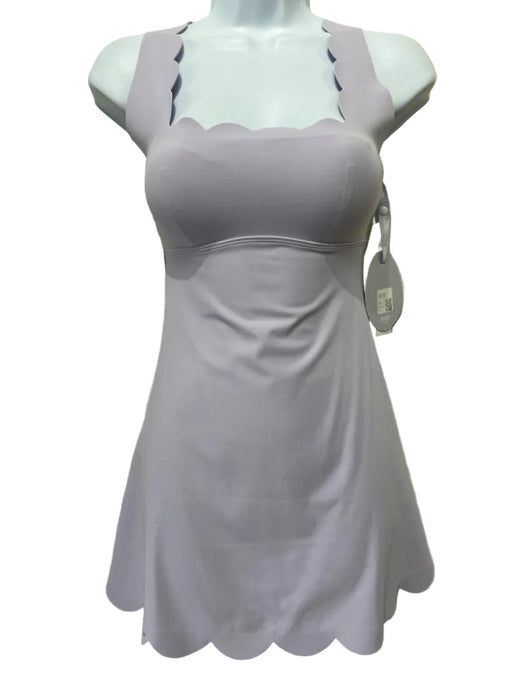 WISKII Size S Lavendar Nylon Sleeveless Scallop Detail Criss Cross Back Dress