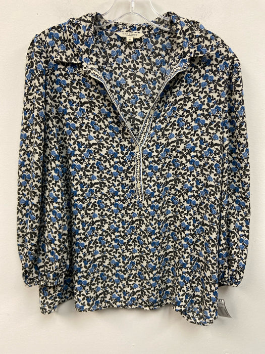 Max Studio Size Medium Blue, Gray, White Polyester Long Sleeve Floral Top