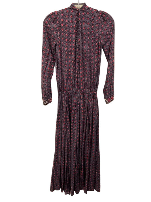 Natalie Martin Size XS purple & pink Rayon Floral 1/4 Button Long Sleeve Dress