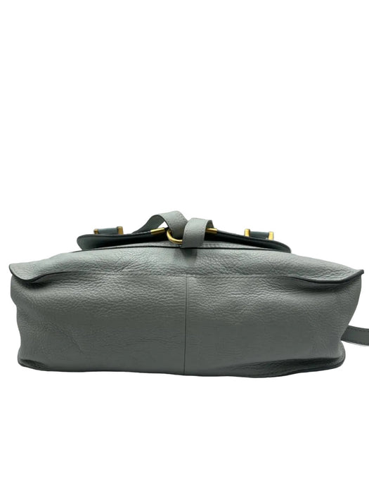 Chloe Seafoam Green Grained Leather Gold hardware Rolled Handles Zip Top Bag
