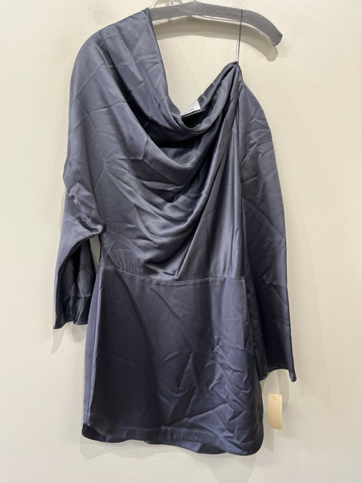 Acler Size 6 Dark Gray Acetate Blend Satin Mini Draped Long Sleeve Dress