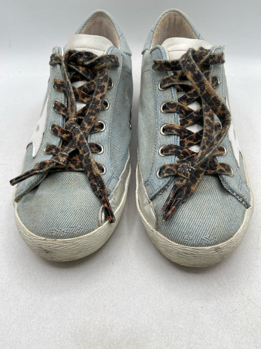 Golden Goose Shoe Size 39 Blue, White, Multi Canvas Metallic Thread Sneakers