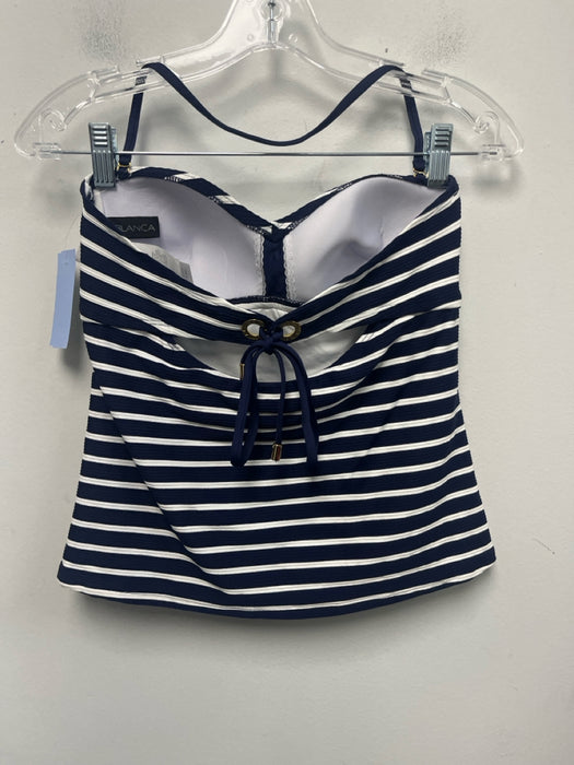 La Blanca Size 6 Navy & white Nylon Stripe Top Swimsuit
