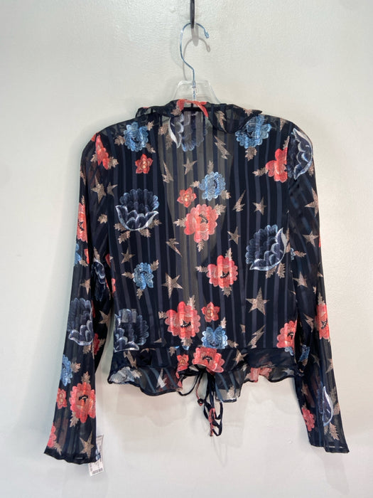 0 Degrees Celsius Size S Black & Multi Polyester Floral Long Sleeve Top