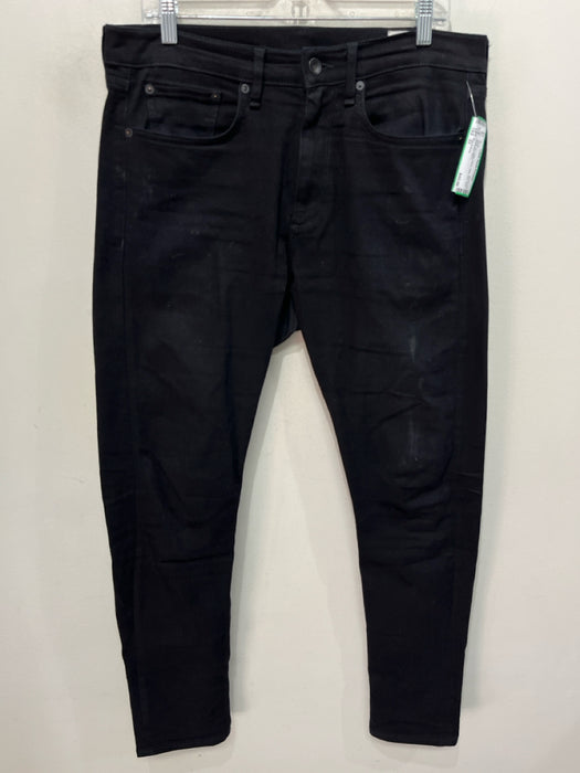 Rag & Bone Size 33 Black Cotton Blend Solid Slim Jean Men's Pants