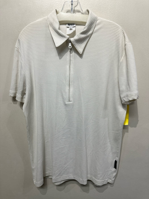 J&ANS Dolce & Gabbana Size XXL Cream White Half Zip Windowpane Polo Short Sleeve