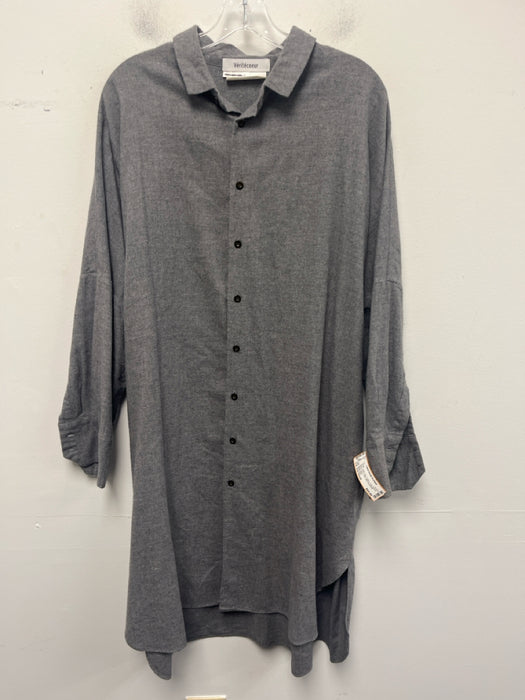Véritécoeur Size Est Small Gray Cotton Long Sleeve Button Front Collar Dress