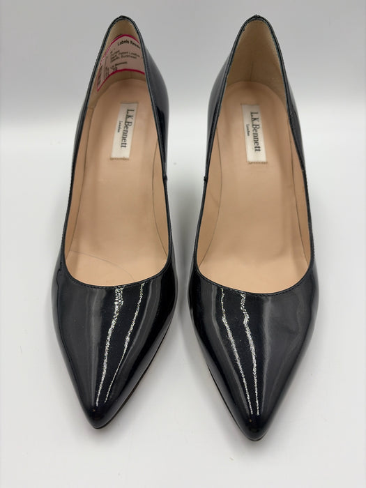 LK Bennett Shoe Size 39 Black Patent Leather Pointed Toe Stilletto Pumps