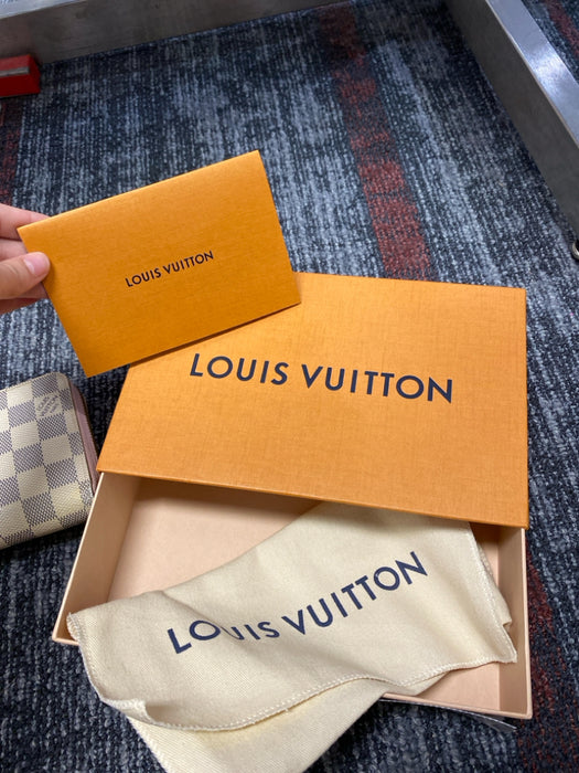 Louis Vuitton Blue, White & Pink Pebbled Leather Top Zipper Card Holder Wallets