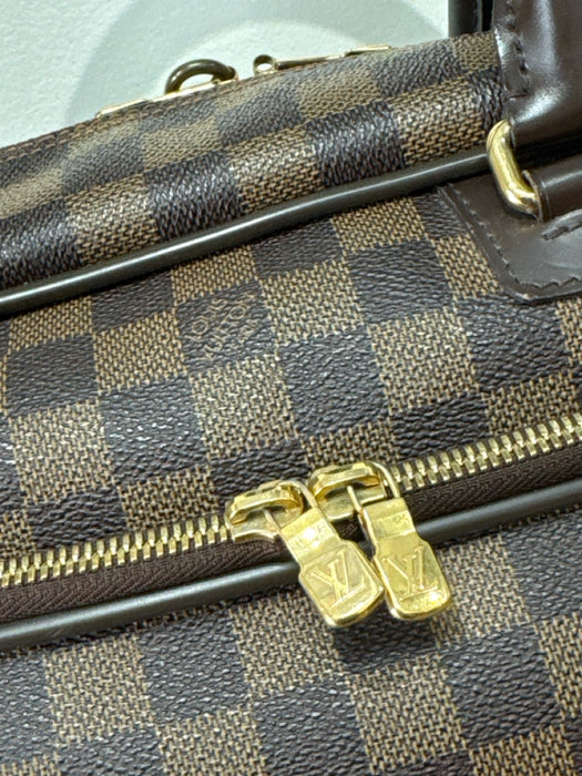 Louis Vuitton Brown & Beige Leather Damier Zip Pockets Men's Bag