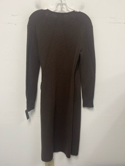 Rag & Bone Size S Brown Wool & Nylon Long Sleeve Wrap Tie Waist Midi Dress