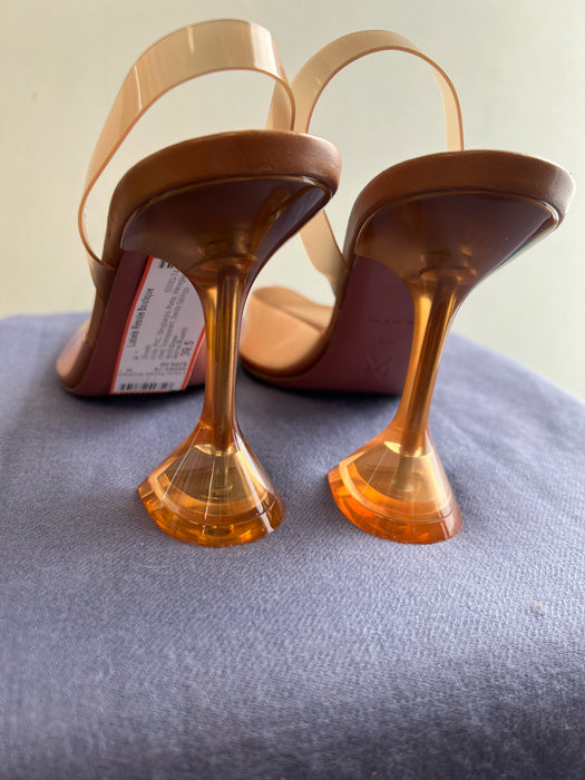 Amina Muaddi Shoe Size 39.5 nude PVC Slingbacks Pump Wineglass Heel Shoes