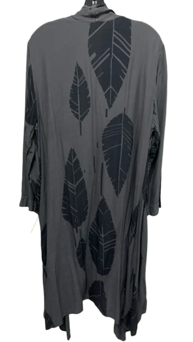 Grizas Size S/M gray multi Viscose Long Sleeve Leaf Print Duster Cardigan