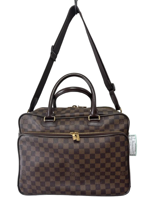 Louis Vuitton Brown & Beige Leather Damier Zip Pockets Men's Bag