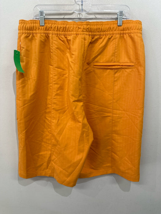 Adidas NWT Size L Orange Synthetic Striped Athletic Men's Shorts