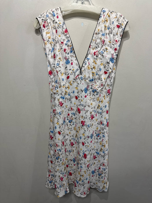 Doen Size XXL White & Multi Viscose Sleeveless Floral Contrast Trim Dress