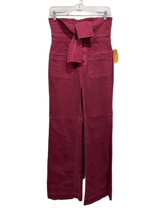 Ulla Johnson Size 6 Rasberry Cotton Blend High Rise Tie belt Patch Pocket Jeans