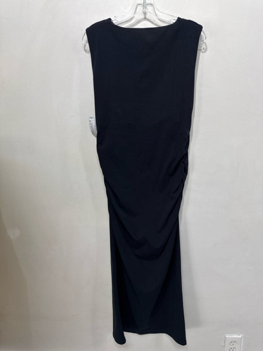 Veronica Beard Size XL Black Cotton Blend Sleeveless Ruched Sides Sheath Dress