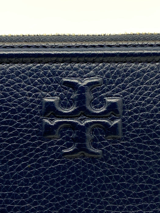 Tory Burch Navy Blue Leather Top Zipper Solid Accordian Wallets