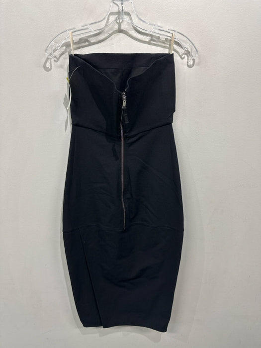 Rick Owens Size 4 Black Cotton Blend Strapless Darted Pocketed Bodycon Dress