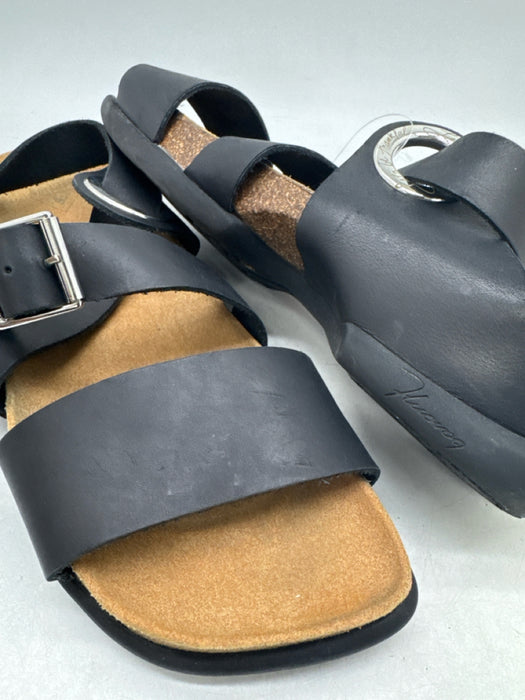 John Fluevog Shoe Size 8 Black Leather Solid Sandal Men's Shoes