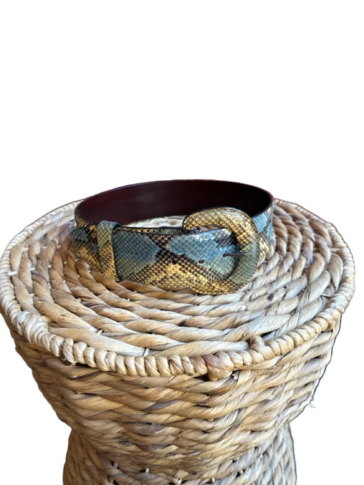 Green & Tan Leather Python Wide Belts