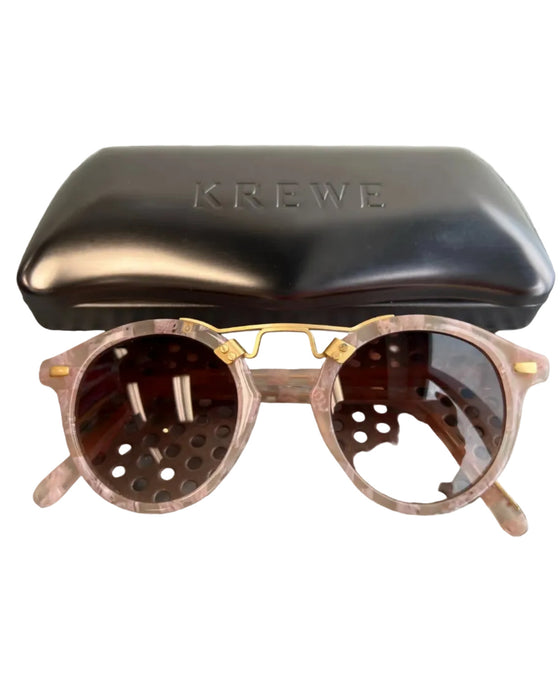 Krewe Matte Tortoiseshell 24K Gold Plated Round Lens Nose Bridge Sunglasses