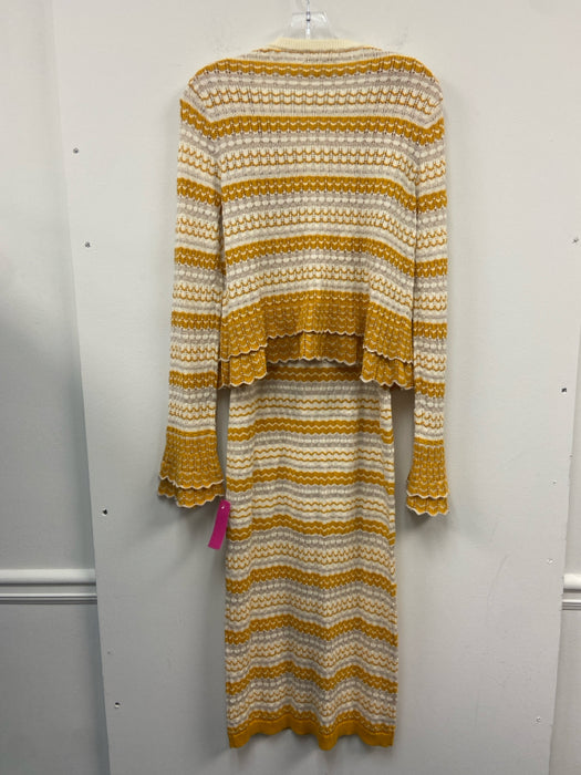Ramy Brook Size S/M White, Yellow & Gold Cotton Blend Metallic Thread Dress Set