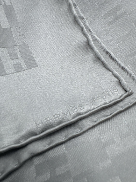 Hermes Gray Silk All Over Print Men's Scarf